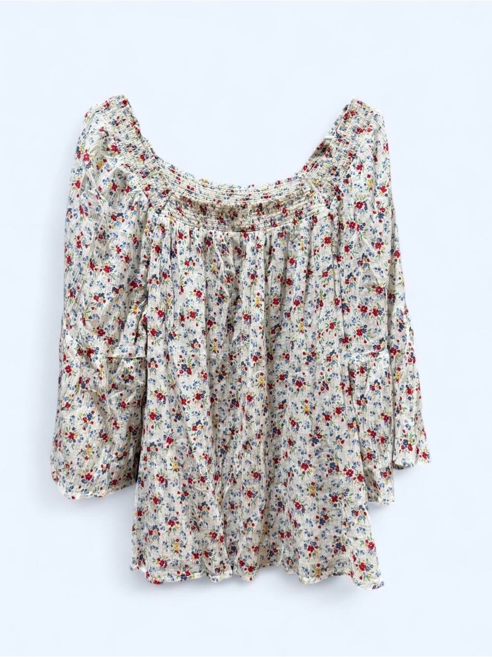 Boho Floral Peasant Top in Cream by Chaps Ralph Lauren XL classic style